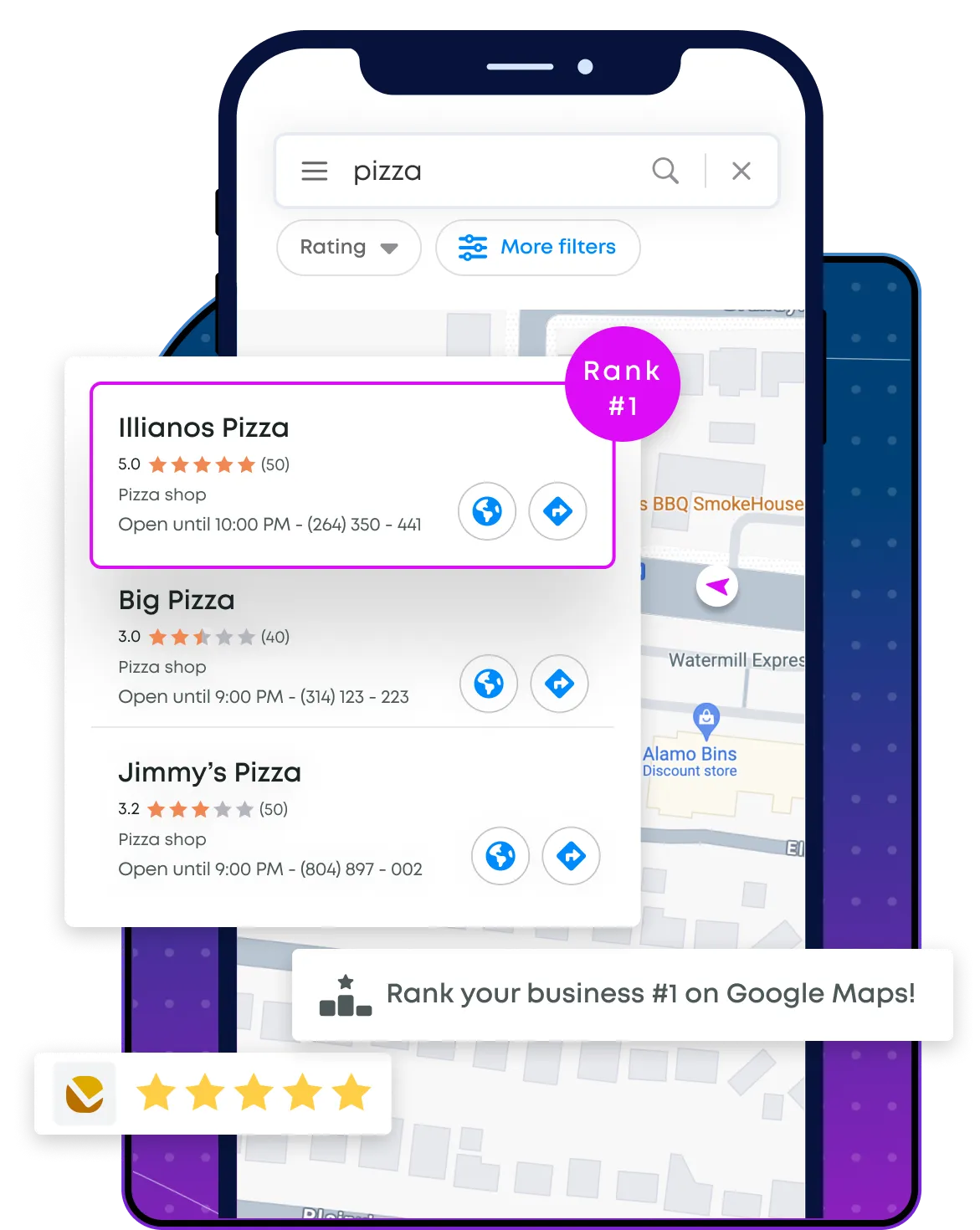 Résultat Google Maps — premier rang